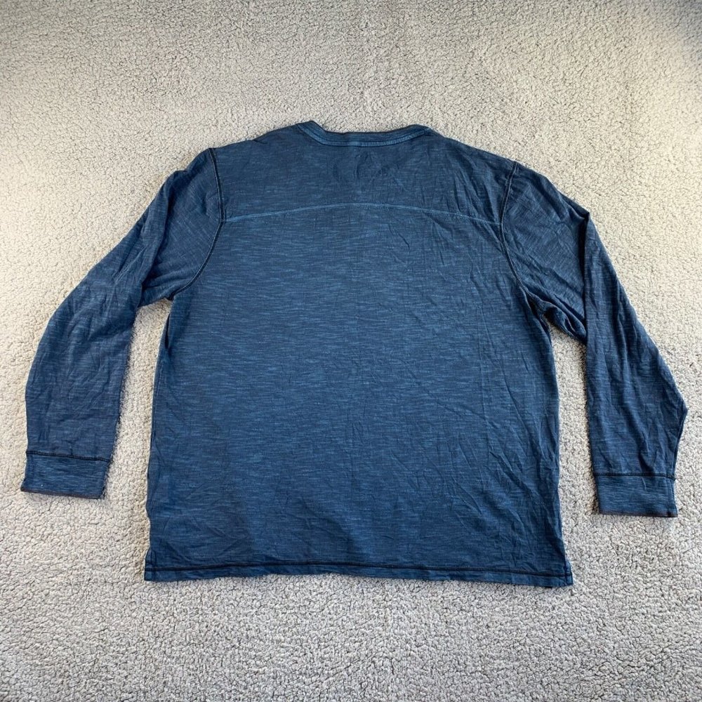North River Henley T Shirt‎ Mens 2XL Vintage Finish Long Sleeve Blue Outdoor NWT